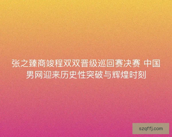 张之臻商竣程双双晋级巡回赛决赛 中国男网迎来历史性突破与辉煌时刻
