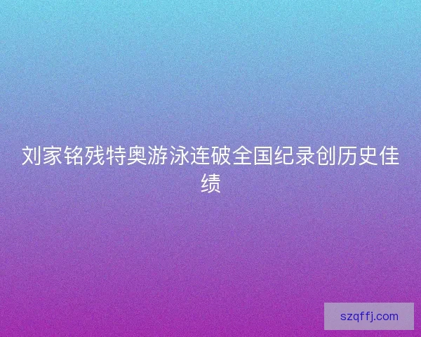 刘家铭残特奥游泳连破全国纪录创历史佳绩